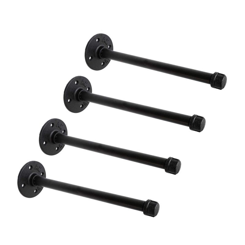 Home TZH 1/2" Industrial Black Iron Pipe Shelf Brackets, Rustic Wall Mounted DIY Shelving Bracket Hanging Custom Pipe Brackets for Floating Shelves (10 Inch, Piece, 4.0) - Image 1